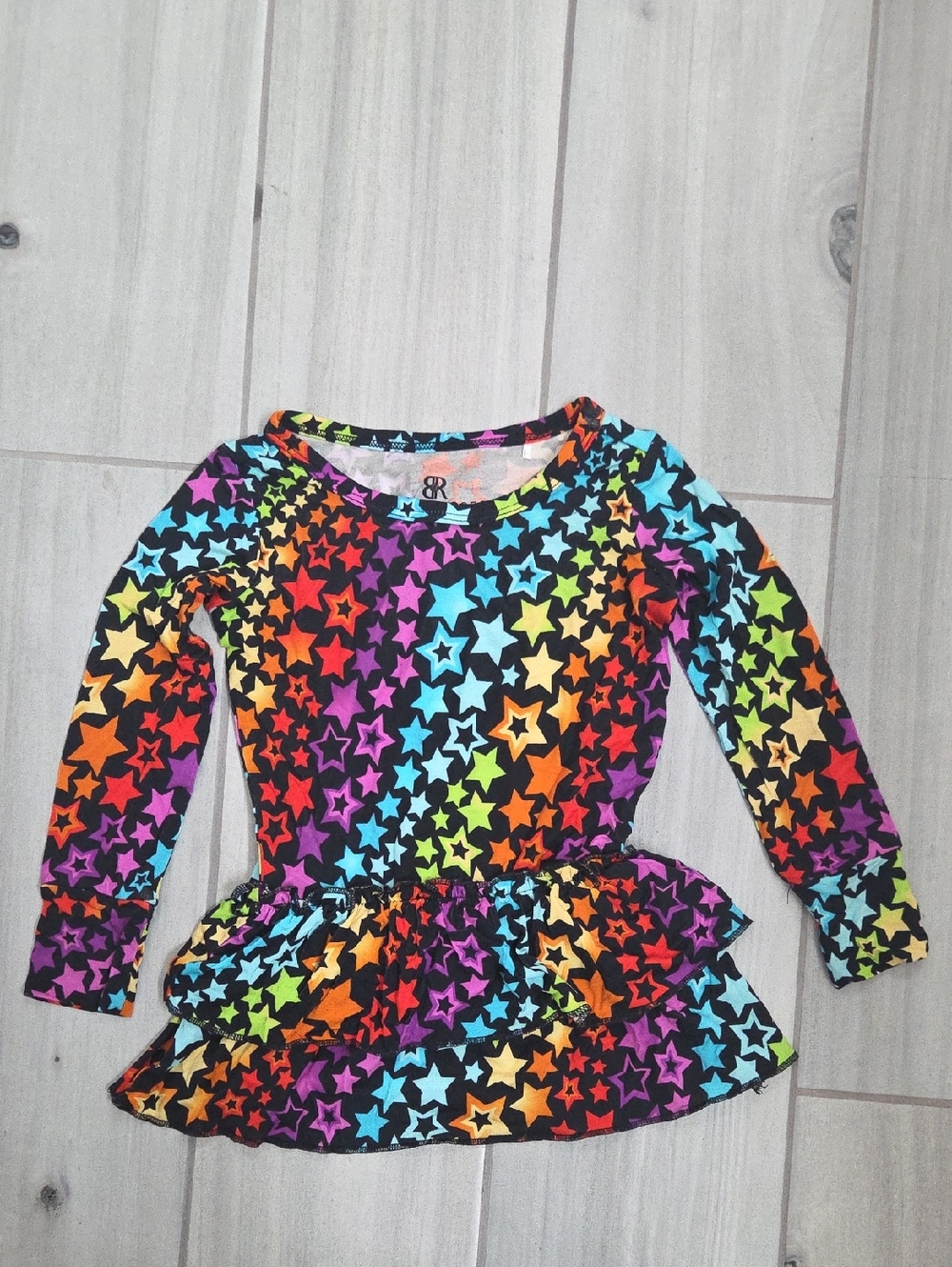 Bums & Roses 2T Rainbow Star Peplum Top - Multicolor